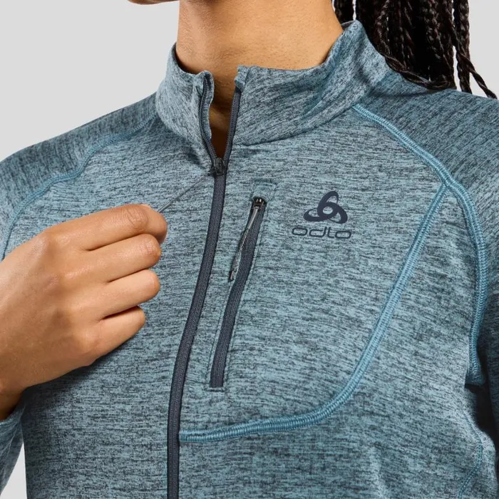 Odlo Mid Layers and Longsleeves The Tencia HalfZip Mid Layer Provincial Blue Melange 8211 Women