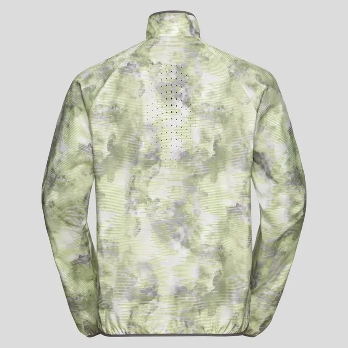 Odlo Running The Essentials Light Print Running Jacket Odlo Concrete Grey 8211 Lime Green 8211 Men