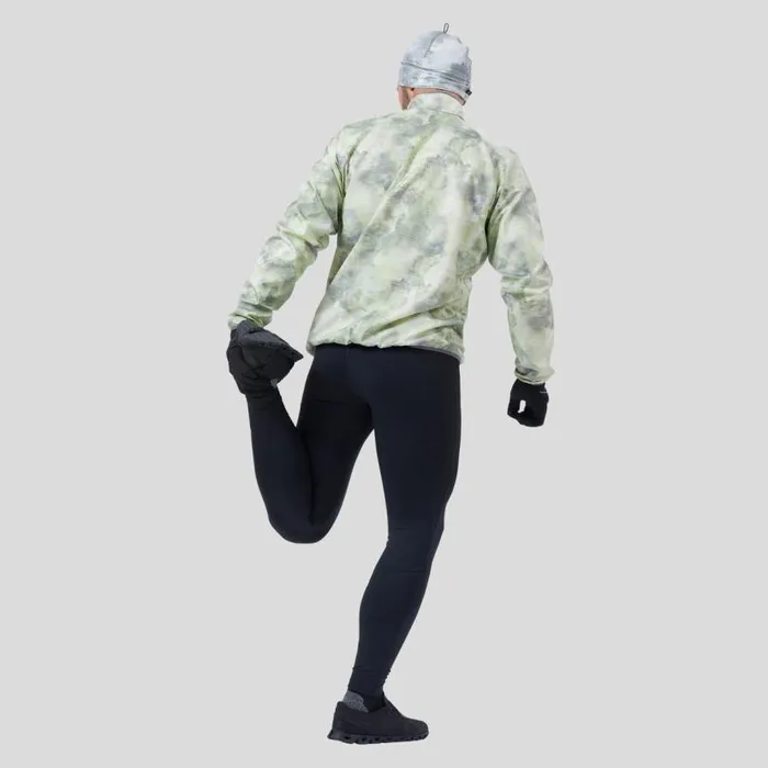 Odlo Running The Essentials Light Print Running Jacket Odlo Concrete Grey 8211 Lime Green 8211 Men