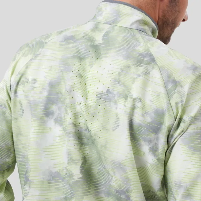 Odlo Running The Essentials Light Print Running Jacket Odlo Concrete Grey 8211 Lime Green 8211 Men