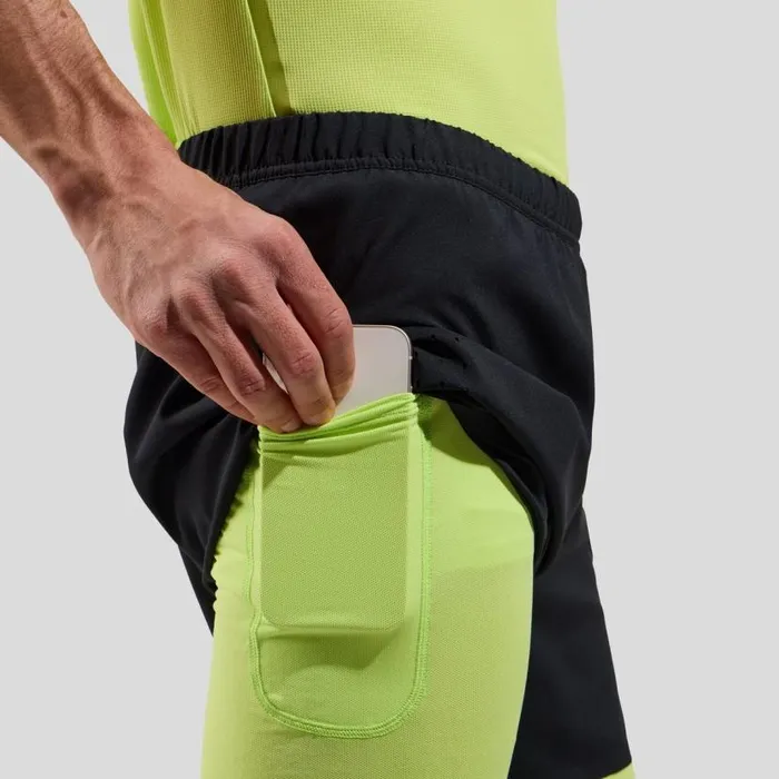Odlo Shorts The Zeroweight 5 Inch 2In1 Running Shorts Black 8211 Sharp Green 8211 Men