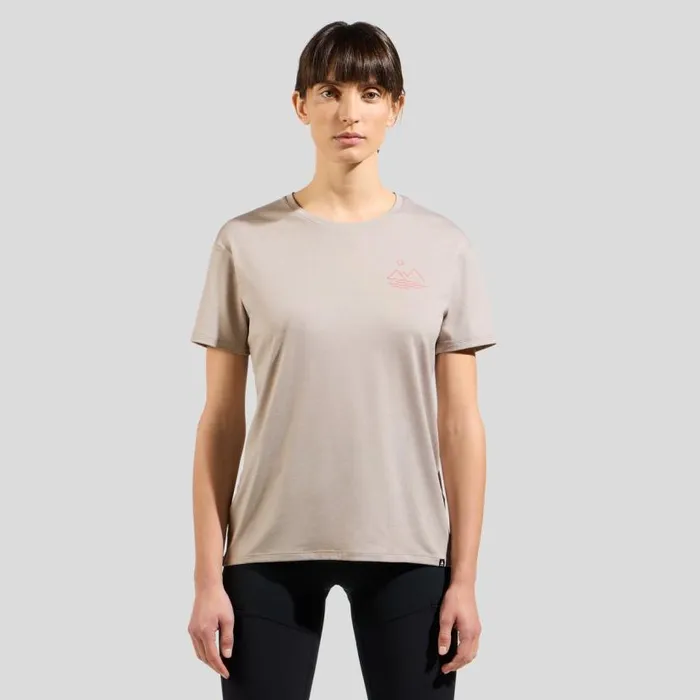 Odlo Tshirts and Polos Ascent Sun Sea Mountains TShirt Silver Cloud Melange 8211 Women