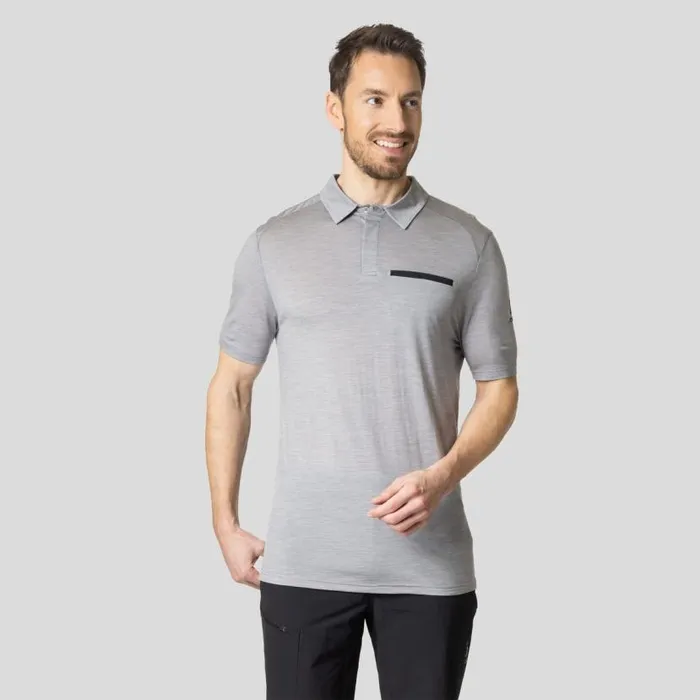 Odlo Tshirts and Polos The Essentials Performance Wool 130 Polo Shirt Grey Melange 8211 Black 8211 Men Odlo Tshirts and Polos The Essentials Performance Wool 130 Polo Shirt Grey Melange 8211 Black 8211 Men