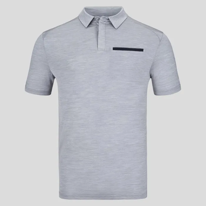 Odlo Tshirts and Polos The Essentials Performance Wool 130 Polo Shirt Grey Melange 8211 Black 8211 Men