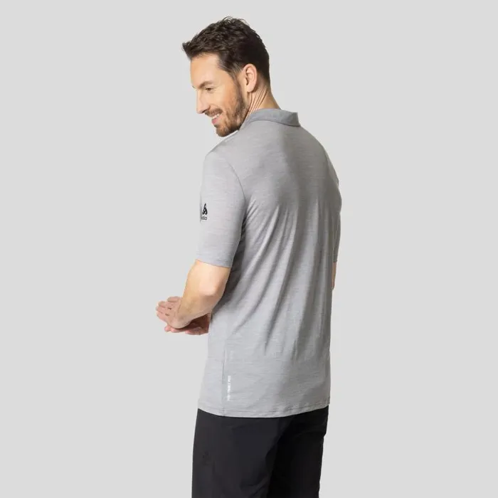 Odlo Tshirts and Polos The Essentials Performance Wool 130 Polo Shirt Grey Melange 8211 Black 8211 Men