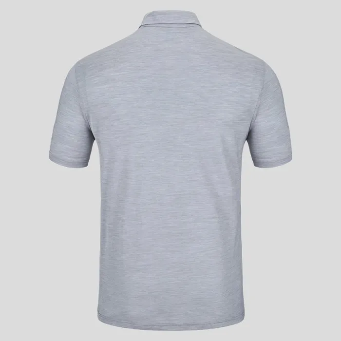 Odlo Tshirts and Polos The Essentials Performance Wool 130 Polo Shirt Grey Melange 8211 Black 8211 Men