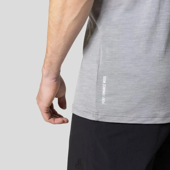 Odlo Tshirts and Polos The Essentials Performance Wool 130 Polo Shirt Grey Melange 8211 Black 8211 Men