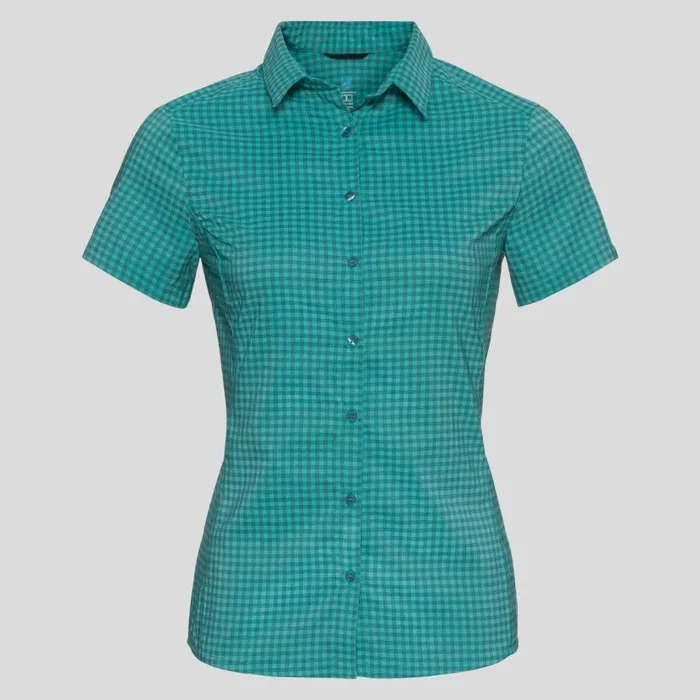 Odlo Tshirts and Polos The Kumano Check Short Sleeve Blouse Jaded 8211 Balsam 8211 Women Odlo Tshirts and Polos The Kumano Check Short Sleeve Blouse Jaded 8211 Balsam 8211 Women