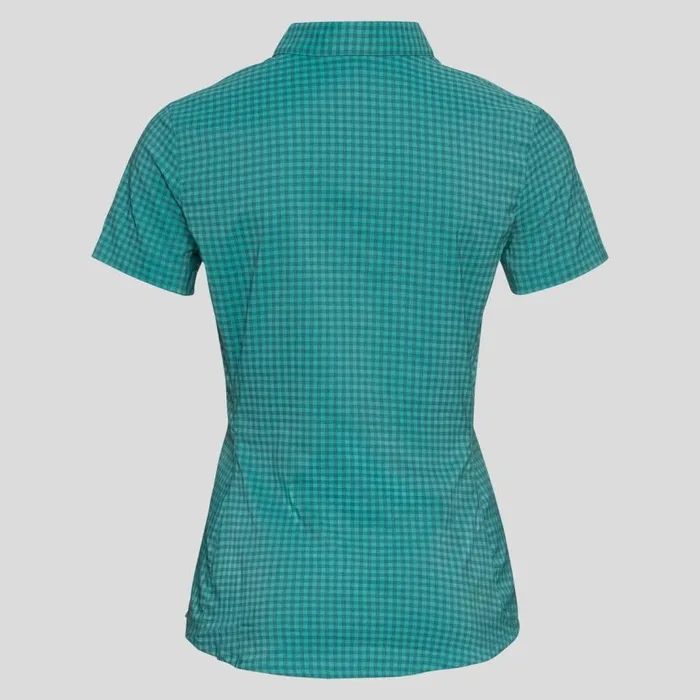 Odlo Tshirts and Polos The Kumano Check Short Sleeve Blouse Jaded 8211 Balsam 8211 Women