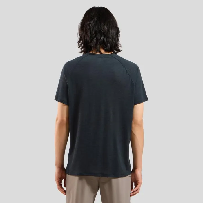 Odlo Tshirts and Polos The Merino Blend 130 Print TShirt Black Melange 8211 Men