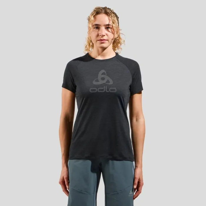 Odlo Tshirts and Polos The Ride 365 Performance Wool 130 Logo TShirt Black Melange 8211 Women Odlo Tshirts and Polos The Ride 365 Performance Wool 130 Logo TShirt Black Melange 8211 Women