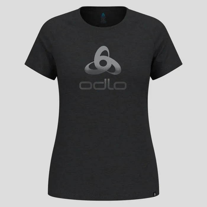 Odlo Tshirts and Polos The Ride 365 Performance Wool 130 Logo TShirt Black Melange 8211 Women