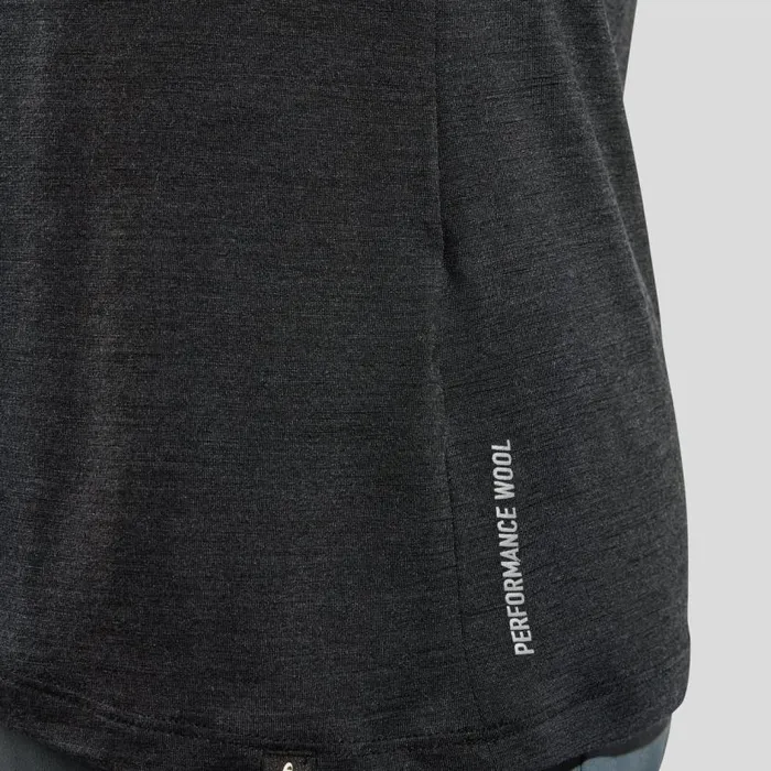 Odlo Tshirts and Polos The Ride 365 Performance Wool 130 Logo TShirt Black Melange 8211 Women