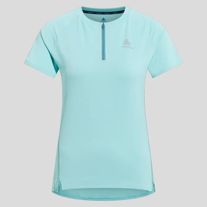 Odlo Tshirts and Polos The XAlp HalfZip Running TShirt Aqua Haze 8211 Women