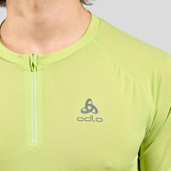 Odlo Tshirts and Polos The XAlp HalfZip Running TShirt Sharp Green 8211 Men