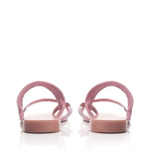 Olia Pink Leather Women Moda In Pelle Flat Sandals Olia Pink Leather Women Moda In Pelle Flat Sandals