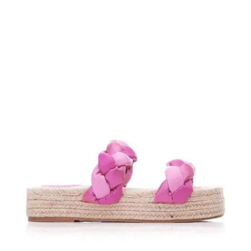 Olivar Pink Porvair Women Moda In Pelle Slider Sandals