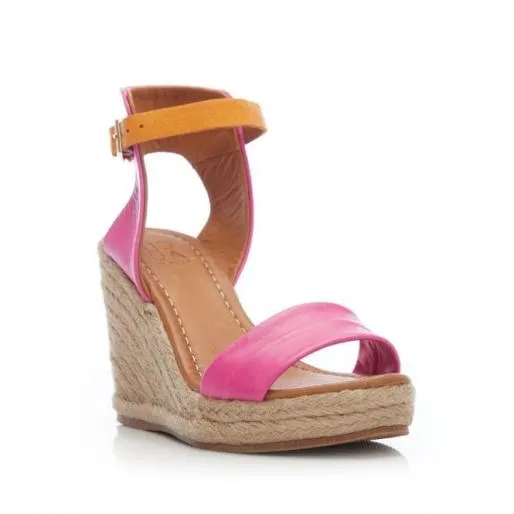 Peloma Fuschia Leather Women Moda In Pelle Wedge Sandals Peloma Fuschia Leather Women Moda In Pelle Wedge Sandals