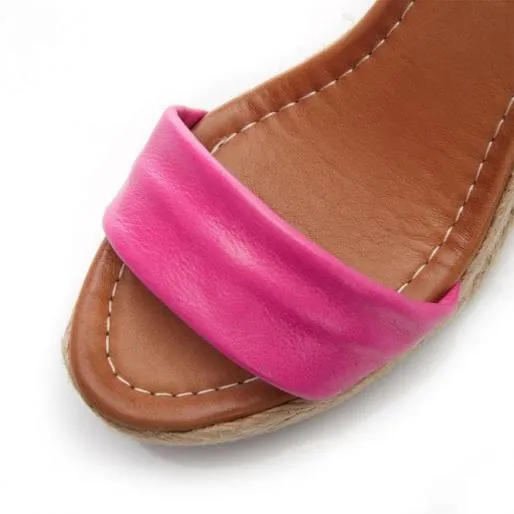 Peloma Fuschia Leather Women Moda In Pelle Wedge Sandals Peloma Fuschia Leather Women Moda In Pelle Wedge Sandals