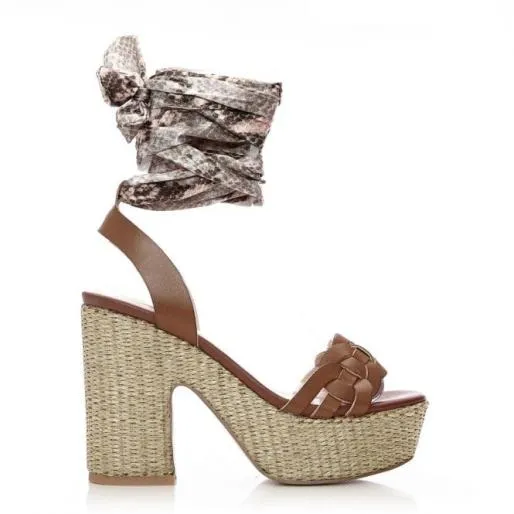 Peonie Tan Porvair Women Moda In Pelle Wedge Sandals