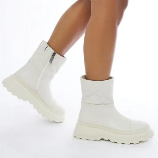 Peretti Cream Porvair Women Moda In Pelle Ankle Boots Peretti Cream Porvair Women Moda In Pelle Ankle Boots