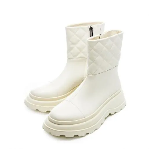Peretti Cream Porvair Women Moda In Pelle Ankle Boots Peretti Cream Porvair Women Moda In Pelle Ankle Boots