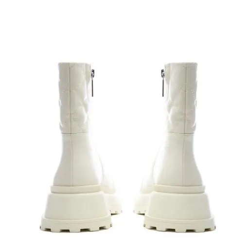 Peretti Cream Porvair Women Moda In Pelle Ankle Boots Peretti Cream Porvair Women Moda In Pelle Ankle Boots