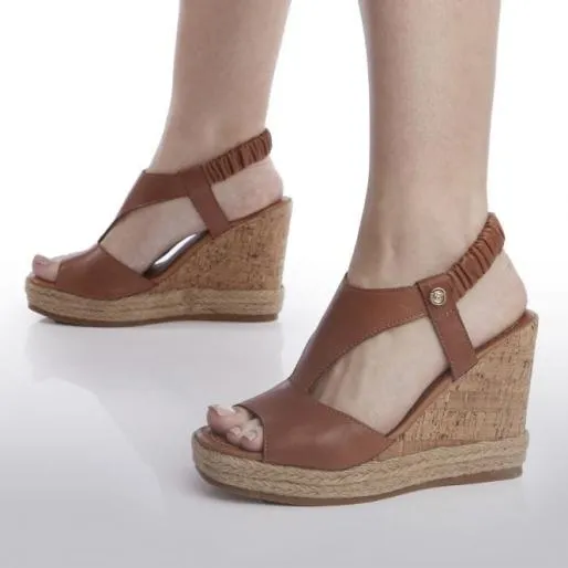 Petriya Tan Leather Women Moda In Pelle Wedge Sandals Petriya Tan Leather Women Moda In Pelle Wedge Sandals