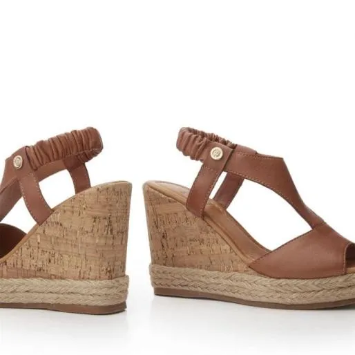 Petriya Tan Leather Women Moda In Pelle Wedge Sandals Petriya Tan Leather Women Moda In Pelle Wedge Sandals