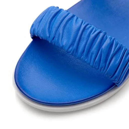 Pirensi Cobalt Blue Leather Women Moda In Pelle Flat Sandals