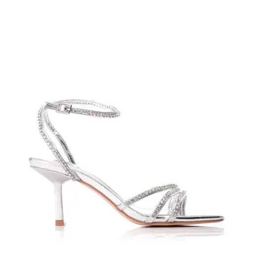Rhodes Silver Porvair Women Moda In Pelle Heeled Sandals