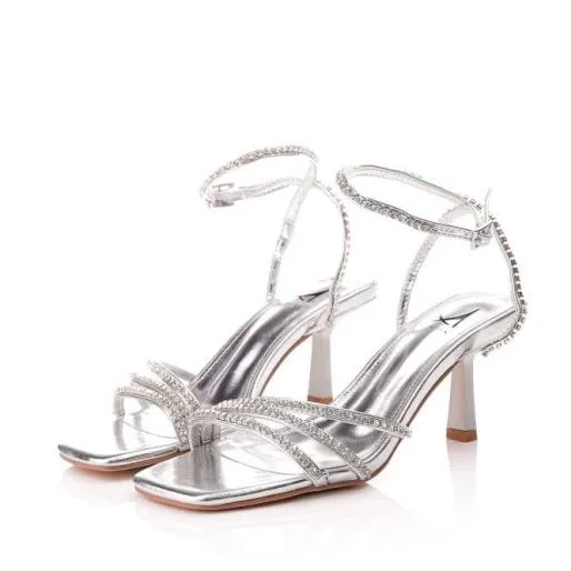 Rhodes Silver Porvair Women Moda In Pelle Heeled Sandals Rhodes Silver Porvair Women Moda In Pelle Heeled Sandals