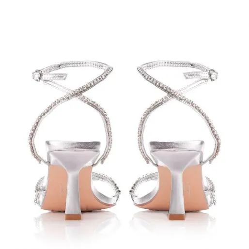 Rhodes Silver Porvair Women Moda In Pelle Heeled Sandals Rhodes Silver Porvair Women Moda In Pelle Heeled Sandals
