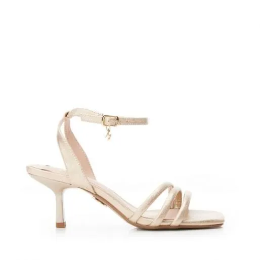 Rozalita Champagne Porvair Women Moda In Pelle Heeled Sandals