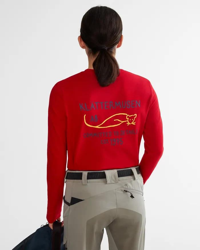 Runa Commitment Long Sleeve Tee True Red Women Klttermusen TShirts