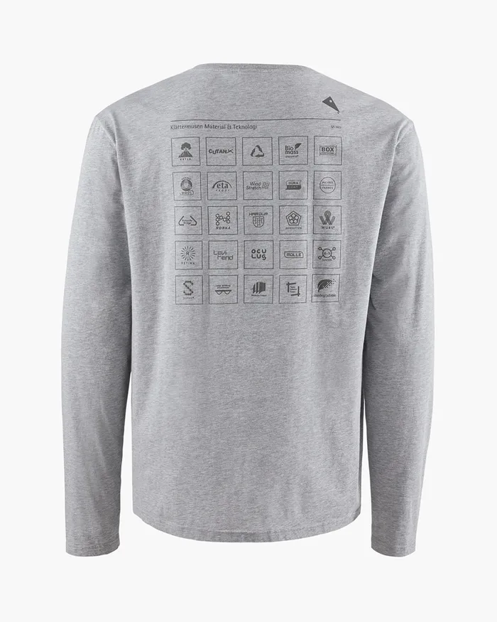 Runa Elements Organic Cotton Long Sleeve Tee Grey Melange Men Klttermusen TShirts