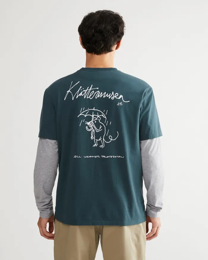 Runa Rain Mouse Organic Cotton Short Sleeve Tee Dark Deep Sea Men Klttermusen TShirts