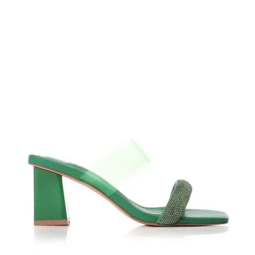 Salina Green Porvair Women Moda In Pelle Heeled Sandals