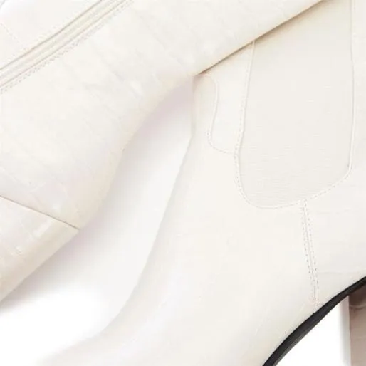 Sammantha Cream Patent Mocc Croc Women Moda In Pelle Knee High Boots Sammantha Cream Patent Mocc Croc Women Moda In Pelle Knee High Boots