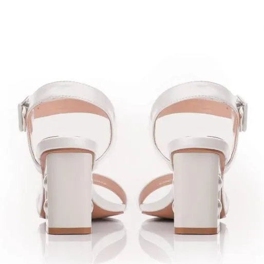 Sandypearl Ivory Porvair Women Moda In Pelle Heeled Sandals Sandypearl Ivory Porvair Women Moda In Pelle Heeled Sandals