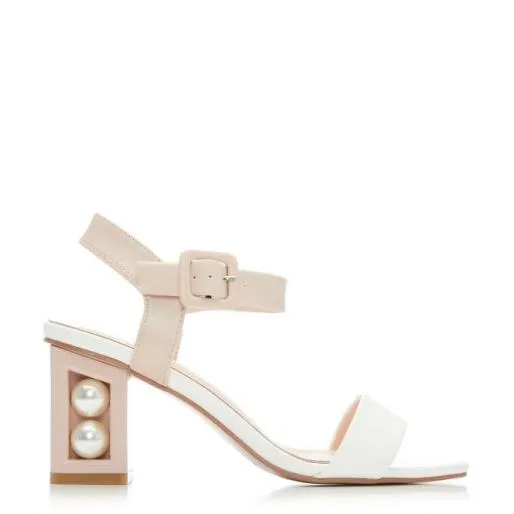 Sandypearl Nude 8211 White Porvair Women Moda In Pelle Heeled Sandals