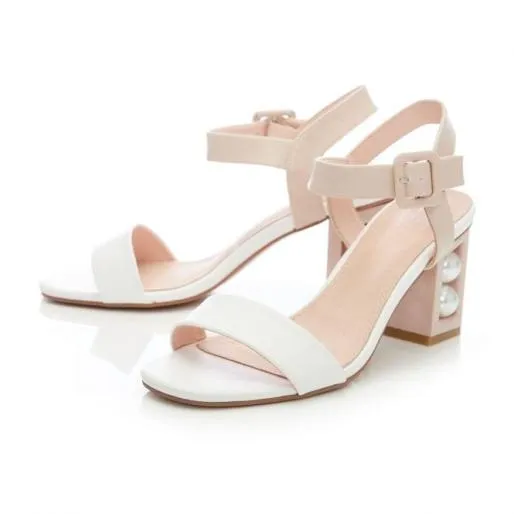 Sandypearl Nude 8211 White Porvair Women Moda In Pelle Heeled Sandals