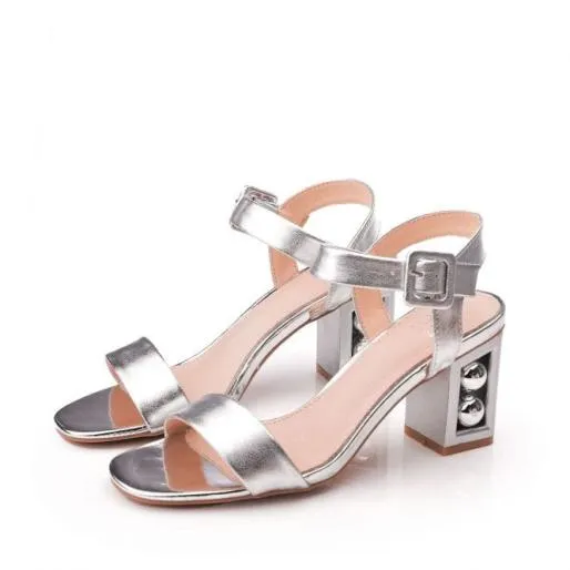 Sandypearl Silver Metallic Women Moda In Pelle Heeled Sandals Sandypearl Silver Metallic Women Moda In Pelle Heeled Sandals
