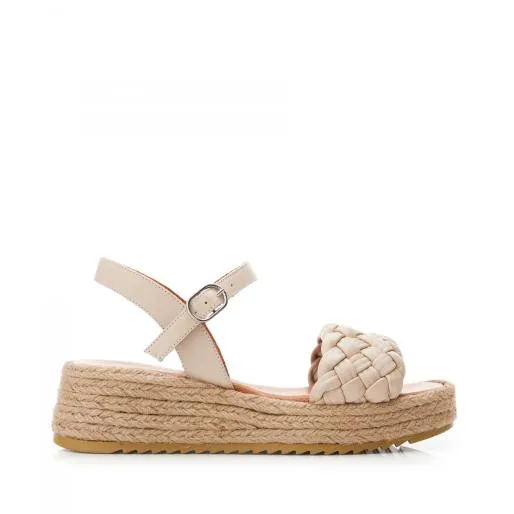 Sh Adrienne Off White Leather Women Moda In Pelle Wedge Sandals