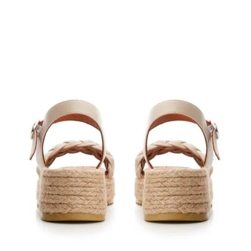 Sh Adrienne Off White Leather Women Moda In Pelle Wedge Sandals Sh Adrienne Off White Leather Women Moda In Pelle Wedge Sandals
