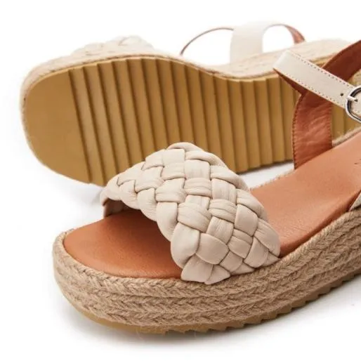 Sh Adrienne Off White Leather Women Moda In Pelle Wedge Sandals Sh Adrienne Off White Leather Women Moda In Pelle Wedge Sandals