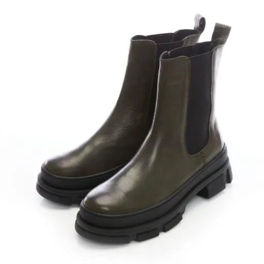 Sh Boulder Olive Leather Women Moda In Pelle Ankle Boots Sh Boulder Olive Leather Women Moda In Pelle Ankle Boots