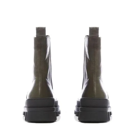 Sh Boulder Olive Leather Women Moda In Pelle Ankle Boots Sh Boulder Olive Leather Women Moda In Pelle Ankle Boots