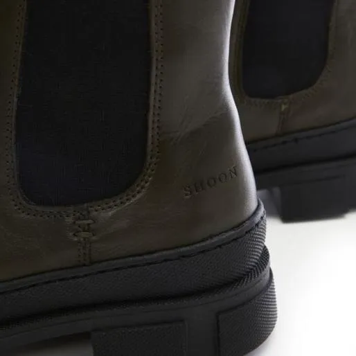 Sh Boulder Olive Leather Women Moda In Pelle Ankle Boots Sh Boulder Olive Leather Women Moda In Pelle Ankle Boots