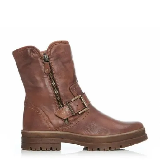 Sh Eifel Tan Leather Women Moda In Pelle Ankle Boots